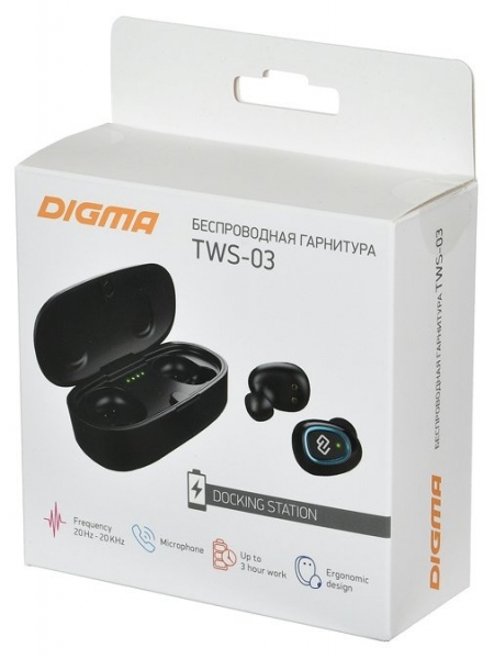 Беспроводные наушники Digma TWS-03 черный (TS31)