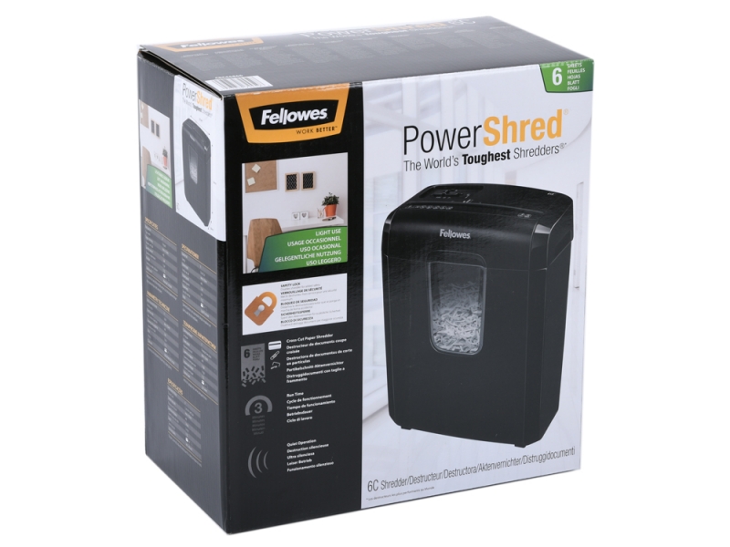 Шредер Fellowes PowerShred 6C, черный (FS-46866)