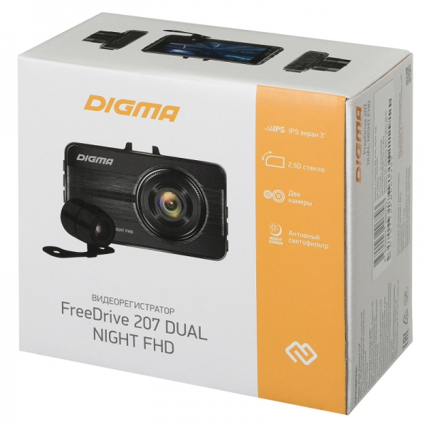 Видеорегистратор Digma FreeDrive 207 DUAL Night FHD, черный 