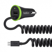 Зарядное устройство Belkin 3.4A Car charger with USB port + coiled Micro USB connector
