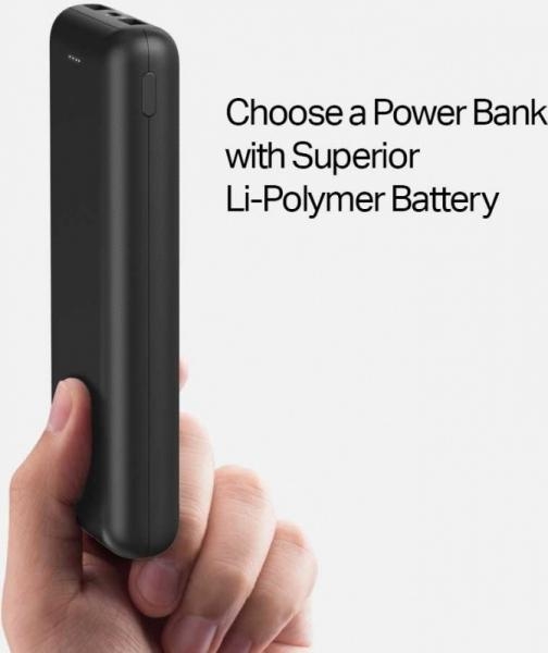 Lithium Polymer Power Bank 20,000 mAh, 5V 2.1A, 1 Micro USB port,2 USB ports with smart-charging