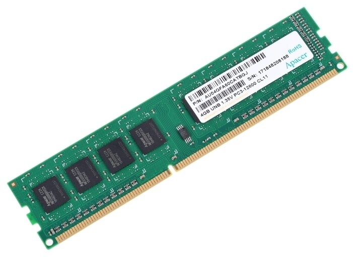 Модуль памяти Apacer DDR3 4GB 1600MHz UDIMM (AU04GFA60CATBGJ)