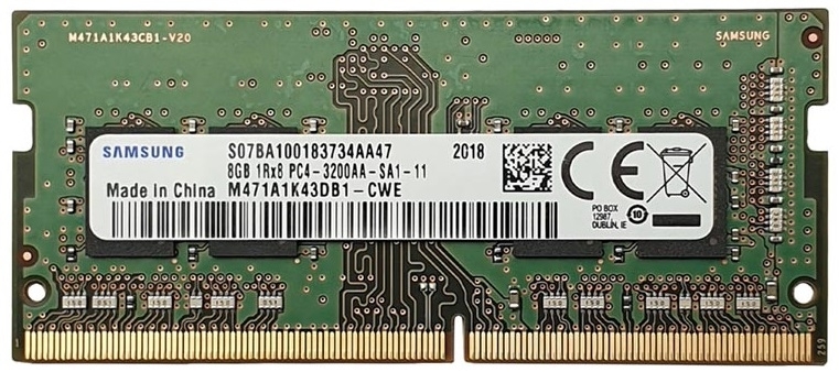 Samsung DDR4   8GB SO-DIMM (PC4-25600)  3200MHz   1.2V (M471A1K43DB1-CWE)