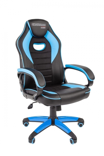 Офисное кресло Chairman game 16 экопремиум черный/голубой