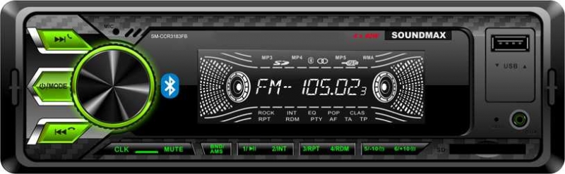 Автомагнитола Soundmax SM-CCR3183FB 1DIN 4x40Вт, черный