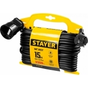 Удлинитель силовой Stayer 55014-15_z01 2x0.75кв.мм 1розет. 15м ПВС 10A пласт.рамка черный