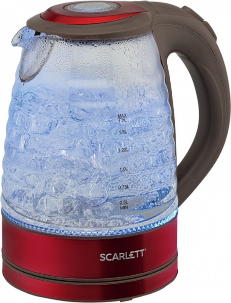 Чайник электрический Scarlett SC-EK27G62 1.7л. 2200Вт красный (корпус: стекло)