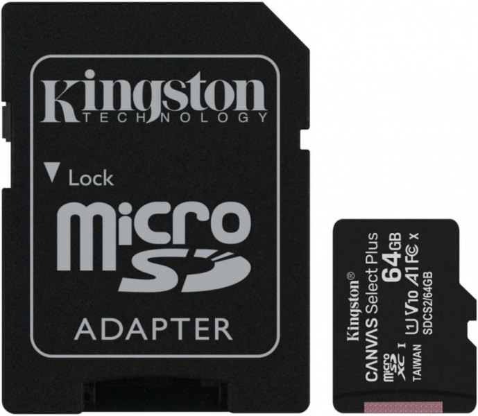 Карта памяти MicroSDXC Kingston Canvas Select Plus 64Gb (SDCS2/64GB)