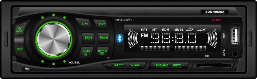 Автомагнитола Soundmax SM-CCR3184FB 1DIN 4x40Вт, черный