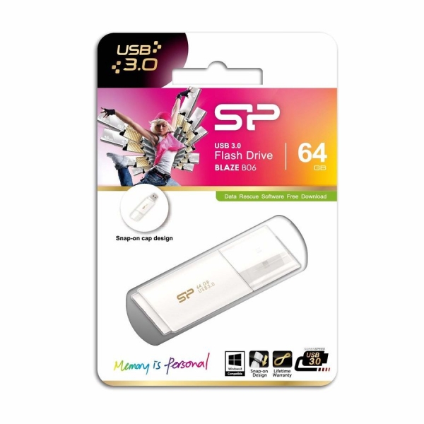 USB флешка Silicon Power Blaze B06 64Gb, белый (SP064GBUF3B06V1W)
