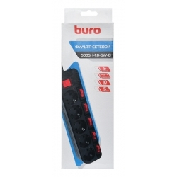 Сетевой фильтр Buro 500SH-1.8-SW-B 1.8м (5 розеток), черный