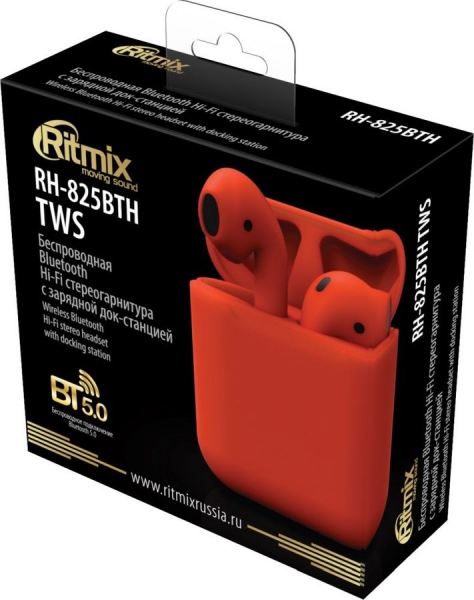Гарнитура RITMIX RH-825BTH TWS,, красный