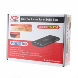 Внешний корпус для mSATA SSD AgeStar 3UBMS2 (BLACK), черный