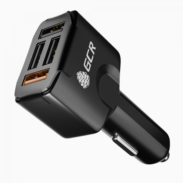 GCR Автомобильное зарядное устройство на 4 USB порта 3A, 4.8A, черное, GCR-51983 greenconnect    -