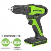 Дрель-шуруповерт Greenworks 24V (с АКБ на 2 А*ч и ЗУ) (3704007UA)