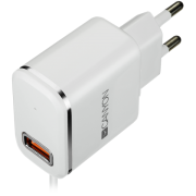 CANYON H-043 Universal 1xUSB AC charger (in wall) with over-voltage protection, plus lightning USB connector, Input 100V-240V, Output 5V-2.1A, with Smart IC, white(silver electroplated stripe), cable length 1m, 81*47.2*27mm, 0.059kg