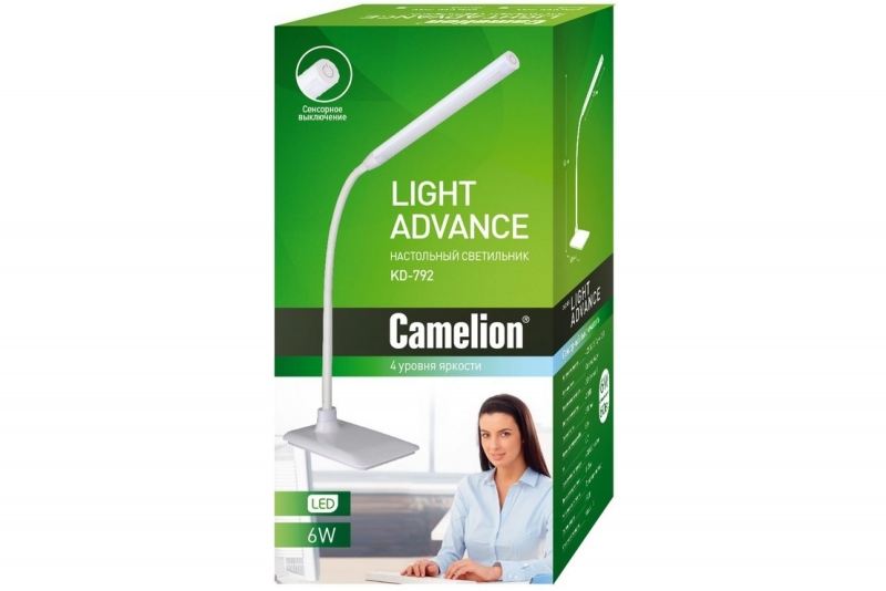 Светильник настольный Camelion KD-792 C01, LED, 6Вт/белый (12488)