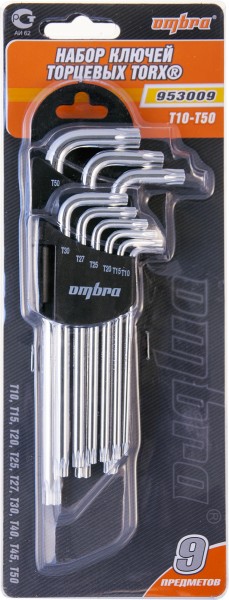 Набор торцевых ключей TORX® Т10-Т50 9 шт Ombra 953009