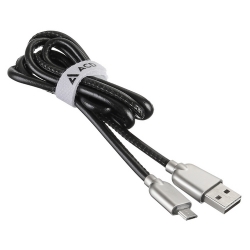 USB кабель ACD-Allure MicroUSB ~ USB-A Кожа, 1м, черный (ACD-U926-M1B)
