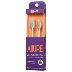 USB кабель ACD-Allure Lightning ~ USB-A Кожа, 1м, белый (ACD-U926-P5W)