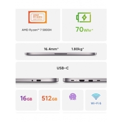 Ноутбук Xiaomi Pro RedmiBook Ryzen 7 5800H 16Gb SSD512Gb AMD Radeon 15.6