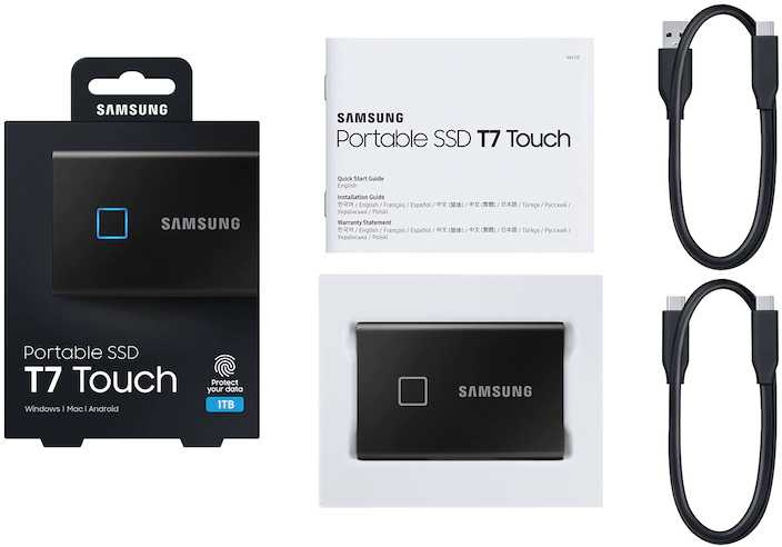 Внешний SSD накопитель Samsung T7 Touch 1Tb (MU-PC1T0K/WW)