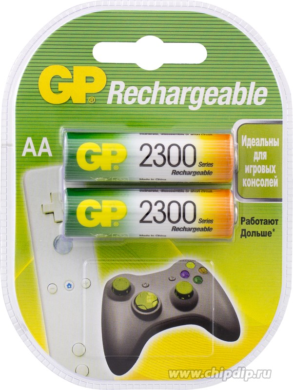 Перезаряжаемые аккумуляторы GP 230AAHC AA, емкость 2200 мАч - 2 шт. в клемшеле 489119906889