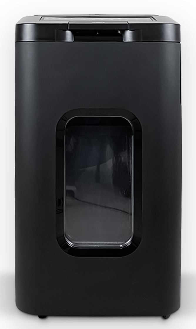 Шредер Heleos АП55-4 черный с автоподачей (секр.P-4) фрагменты 400лист. 55лтр. скрепки скобы пл.карты