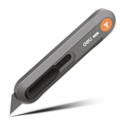 Технический нож "Home Series Gray" Deli HT4008C  Т-образное лезвие с механизмом автоматического возврата, эксклюзивный дизайн, корпус из высококачественного софттач пластика