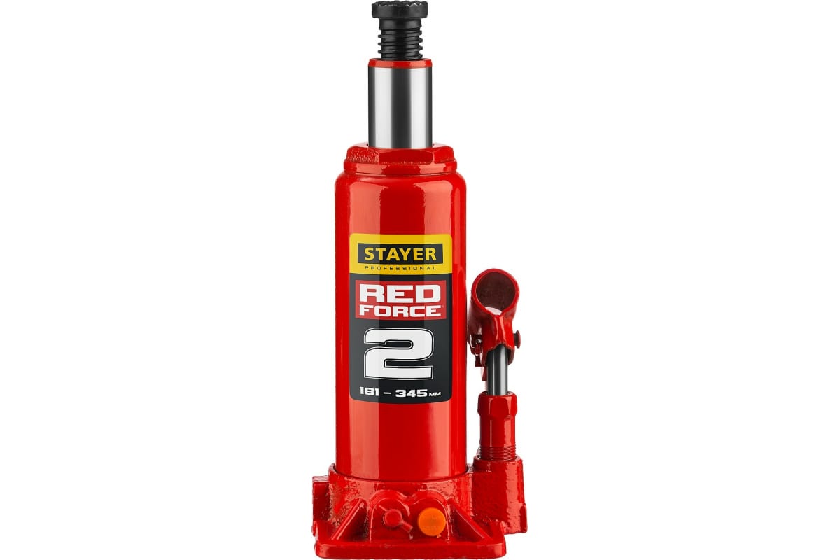 Гидравлический бутылочный домкрат STAYER RED FORCE, 2т, 181-345 мм, 43160-2 43160-2_z01