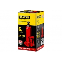 Гидравлический бутылочный домкрат STAYER RED FORCE, 6т, 216-413 мм, 43160-6 43160-6_z01