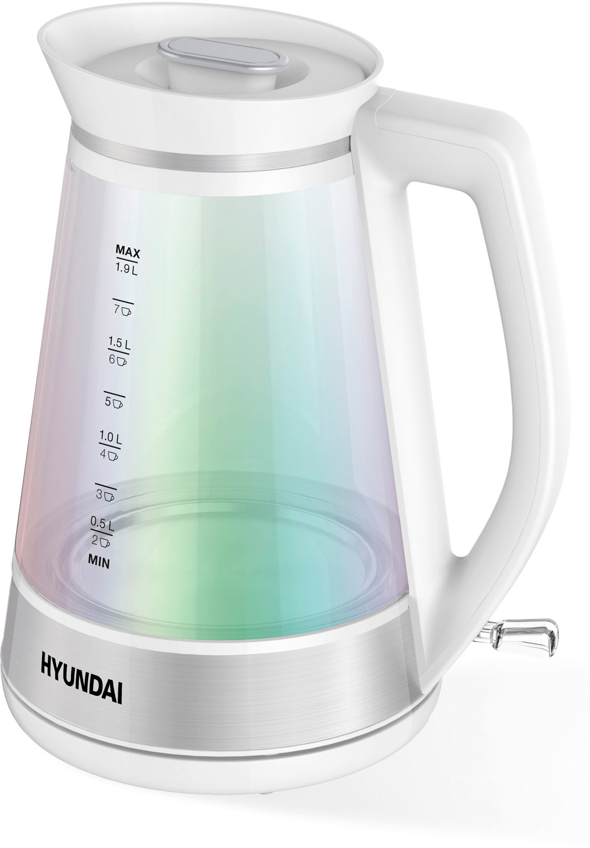 Чайник электрический Hyundai HYK-G3037, белый/прозрачный