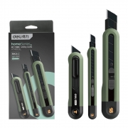 Набор технических ножей "Home Series Green" Deli HT4003L (ножи 9мм+18мм+Т-образный), эксклюзивный дизайн, корпус из высококачественного софттач пластика