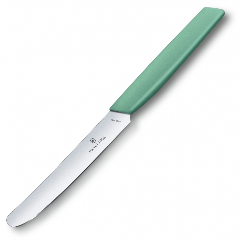 Нож кухонный Victorinox Swiss Modern (6.9006.1141) стальной столовый лезв.110мм прямая заточка мятный
