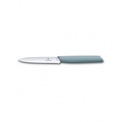 Нож кухонный Victorinox Swiss Modern (6.9006.10W21) стальной разделочный лезв.100мм серрейт. заточка серый