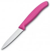 Нож кухонный Victorinox Swiss Classic (6.7636.L115) стальной для овощей лезв.80мм серрейт. заточка розовый