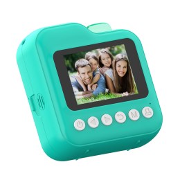 Детская камера c печатью фотографий Kid Joy, 200DPI, Bluetooth 5.1, поддержка приложения, 2,4'' IPS экран, RGB подсветка (Q6) русская инструкция, бирюзовая