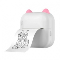 Детский мини-принтер для фотографий Kid Joy, 200DPI, Bluetooth 5.1, поддержка приложения (M5) русская инструкция, белый с розовым