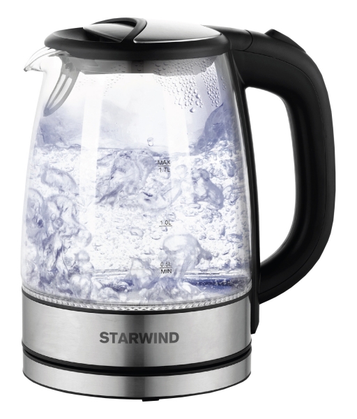 Чайник электрический Starwind SKG5210, черный/серебристый 