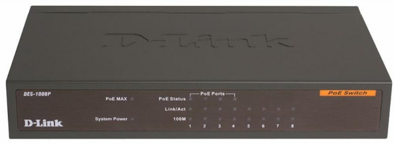 Коммутатор D-LINK 8PORT 10/100M TX 4POE DES-1008P/C1A, черный 
