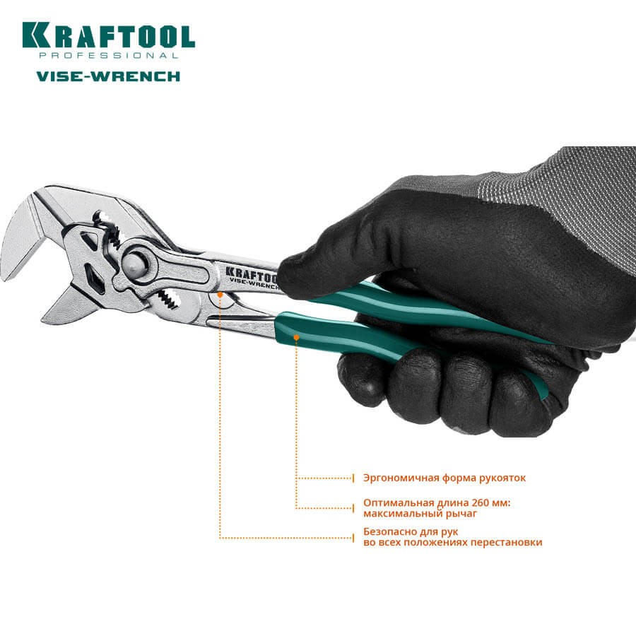 Клещи переставные-гаечный ключ KRAFTOOL Vise-Wrench 250 мм (22065)