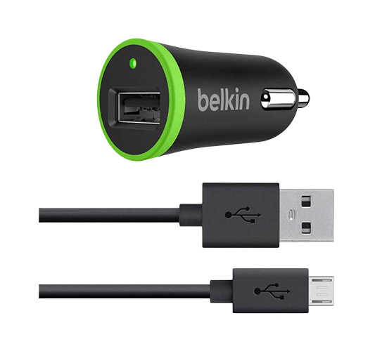 Зарядное устройство Belkin Car charger, 2.4 A, Universal with 1.2m Micro-USB cable, Black