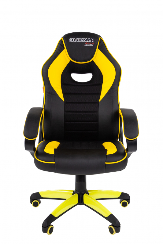 Кресло геймерское Chairman game 16 экопремиум, черный/желтый