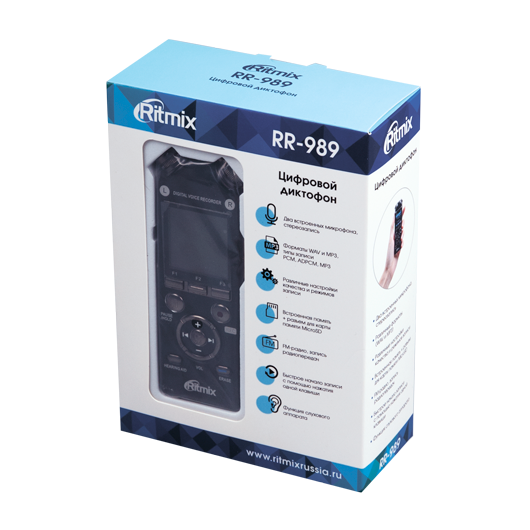 Цифровой диктофон Ritmix RR-989 8Gb, черный